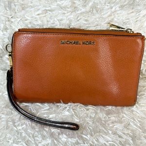 Michael Kors Burnt Orange Leather Wallet Wristlet